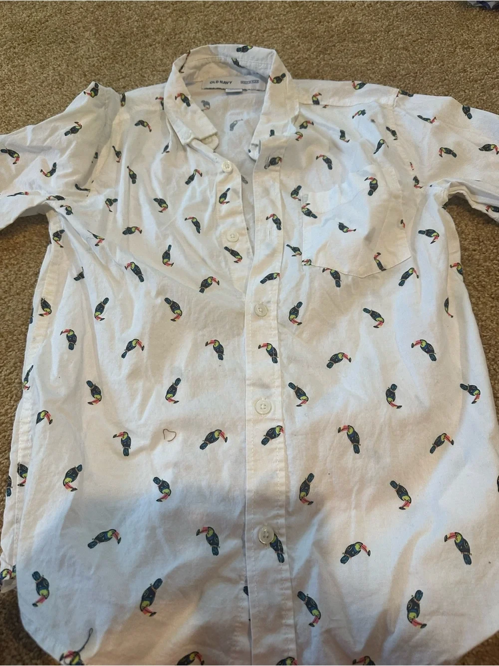 Pre owned Old Navy White Short-Sleeve Toucan Print Shirt - Boys